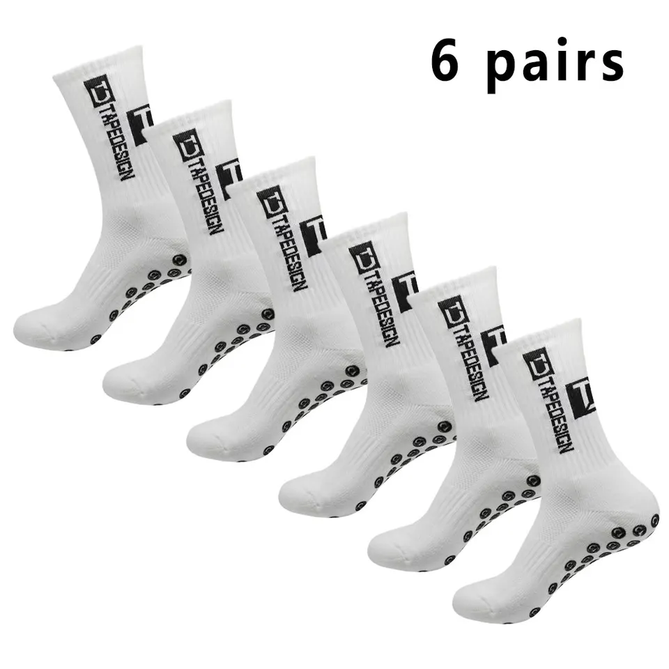 6 párov futbalových ponožiek Športové ponožky Pánske ponožky Mid-Calf Silikone Non-Slip Dot ponožky basketbalové ponožky jogy