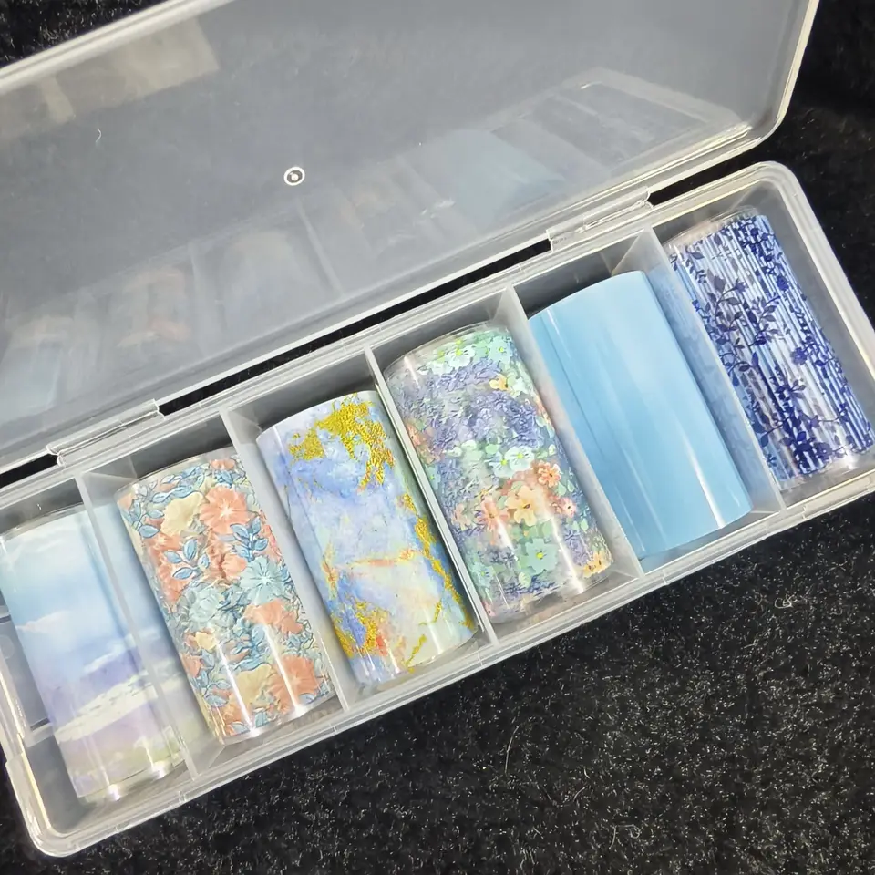 6 Rolls Flowers Series Nachva Foils na prenos papierových nálepiek Presúvače Neadhézne nechty Zápaly ružové jarné dekorácie nechtov