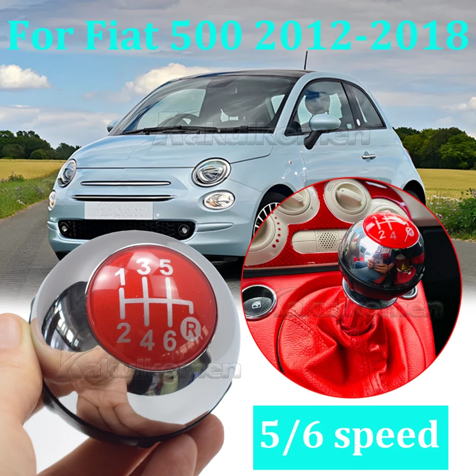 6-rýchlostný gombík pre prevodovku prevodovku prevodovku pre prevodovku pre prevodovku pre Fiat 500 2012-2018 Chrome+červená 55344048