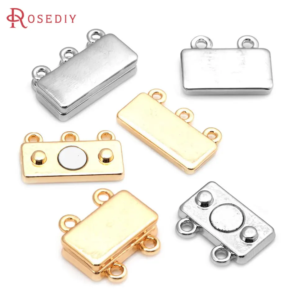 6 setov 18k zlatá farebná mosadz 2 riadok obdĺžnika Magnetický náhrdelník Náramky Pripojte splasky DIY šperky výroby dodávok príslušenstvo