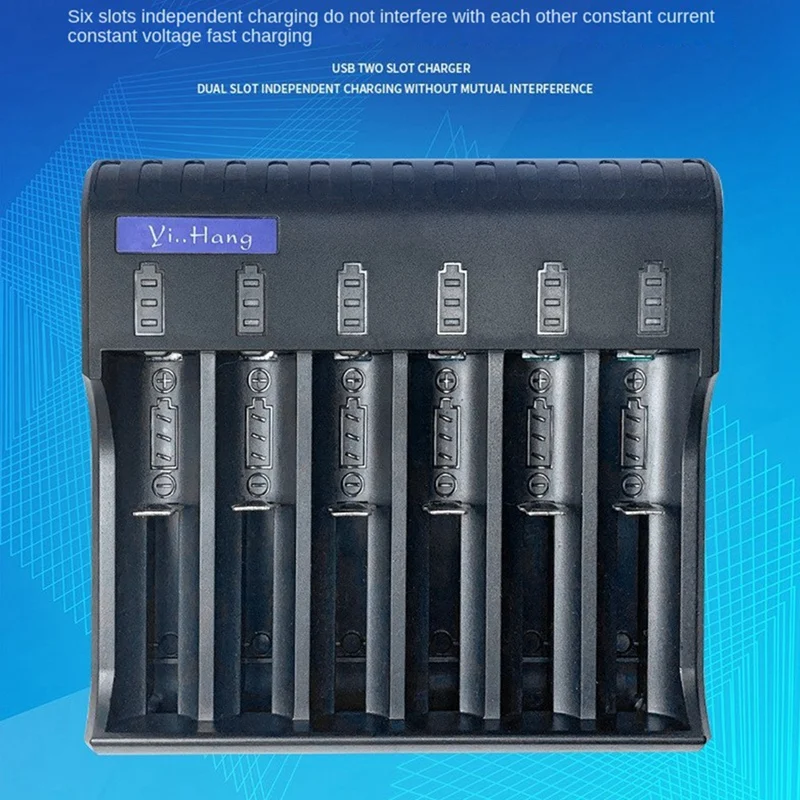 6 slotových elektrických nabíjačiek Black Home AA/AAA NIMH/NICD Nabíjačka