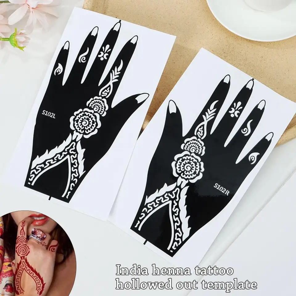 6 typov módne DIY Krása Dočasná ručná nálepka tela umenia Kit tetovanie šablóna India Henna Sticker