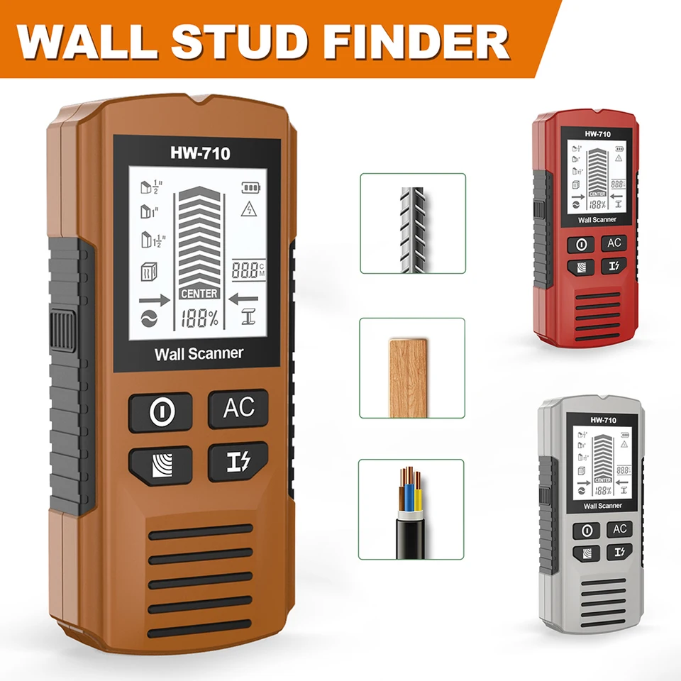 6 v 1 kovový detektor finder LCD Displej elektrického nástenného skenera senzora High Precracy Wood Stud Nájsť pre AC Live Wire Cable