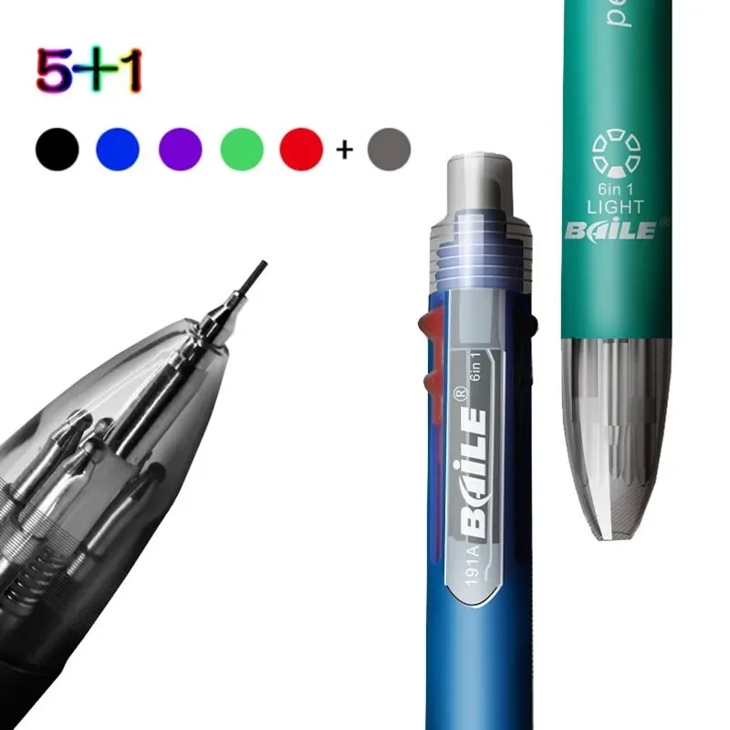 6-v-1 Kreatívne viacfarebné guľôčkové pero PUST TYPE TYP Multifunkcia Osobnosť