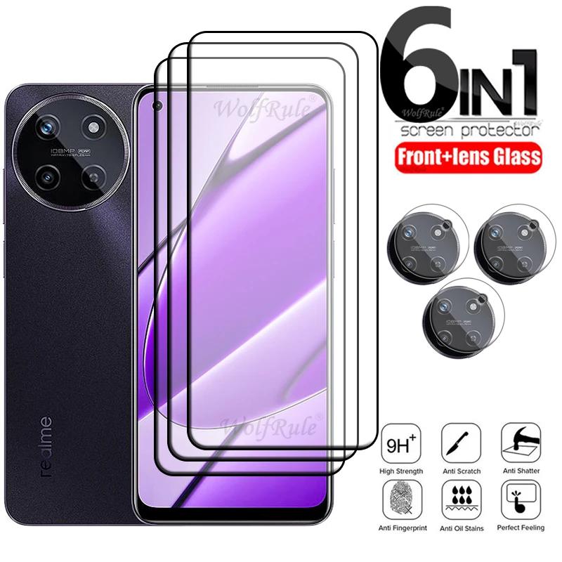 6-v-1 pre OPPO Realme 11 4G Glass Realme 11 4G Temperované sklo 9H HD Full Cover Glue Screen Protector Realme 11 4G Glass Glass