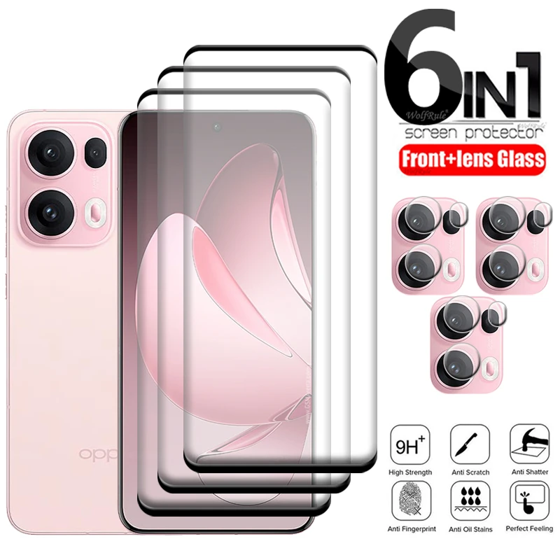 6-v-1 pre Reno 13 Pro Glass pre Reno 13 Pro Glass HD 9H Full Curved Cover Screen Protetor pre Oppo Reno 13 Pro Global Len Glass