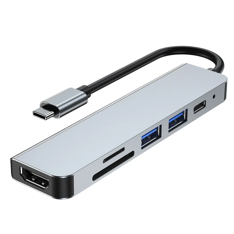 6 v 1 USB C Hubs Typ C 3.0 Adaptér do 4K HD SD TF karta PD rýchle nabíjanie Splitter USB Dokovacie stanice pre počítač MacBook