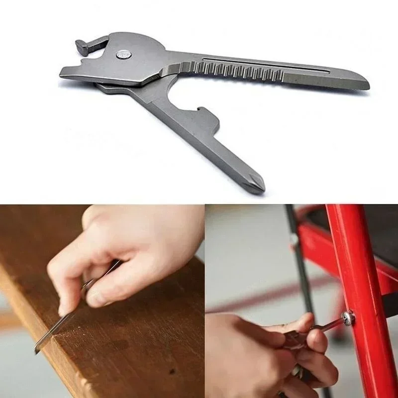 6 v 1 Užitočný multifunkčný nôž Praktické švajčiarske technológie Utili Key Outdoor Screwdriver Bottle Opener Keychain Camping Turistické nástroje