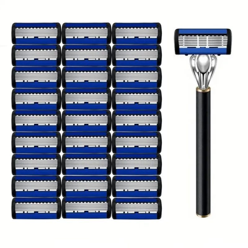 6-vrstvová čepeľ žiletka, klasická opakovane použiteľná čepeľ, Black Razor Blade, bezpečný mužský manuálny brit