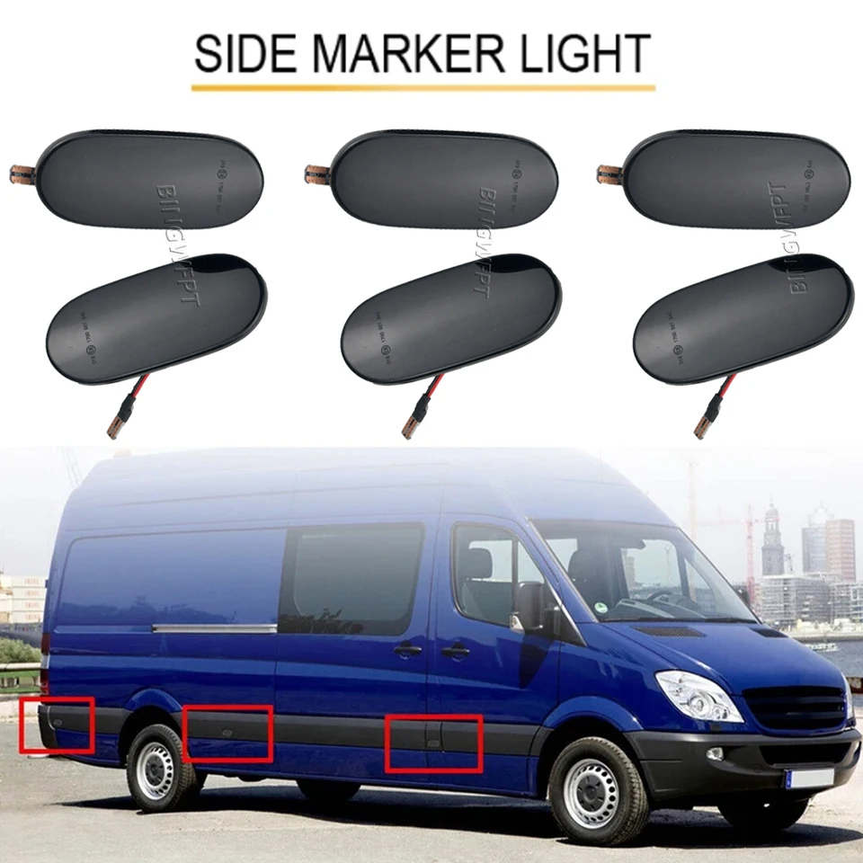 6 x LED Dynamická bočná markerová zákruta signálnych svetiel indikátor pre VW Crafter 2006-2016 pre Mercedes-Benz Sprinter W906 2006-2018