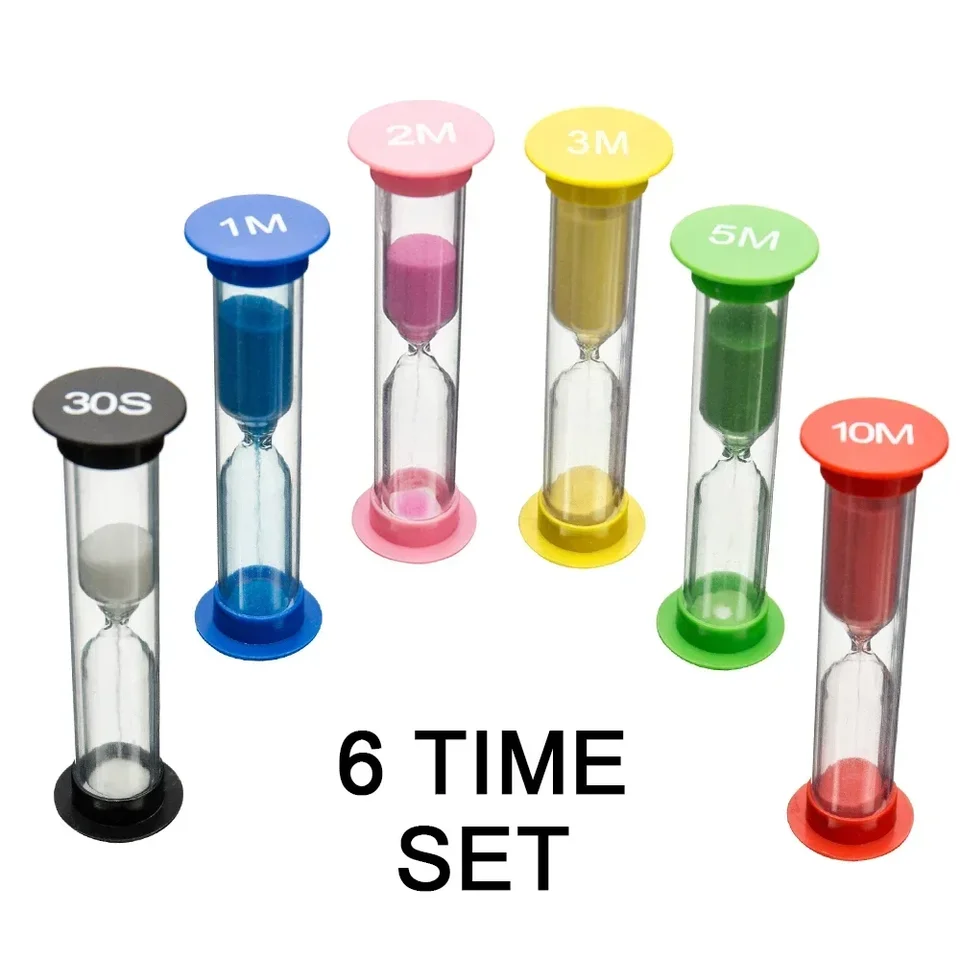 6 časovač časovača Sandglass Set plastový časovač pieskov