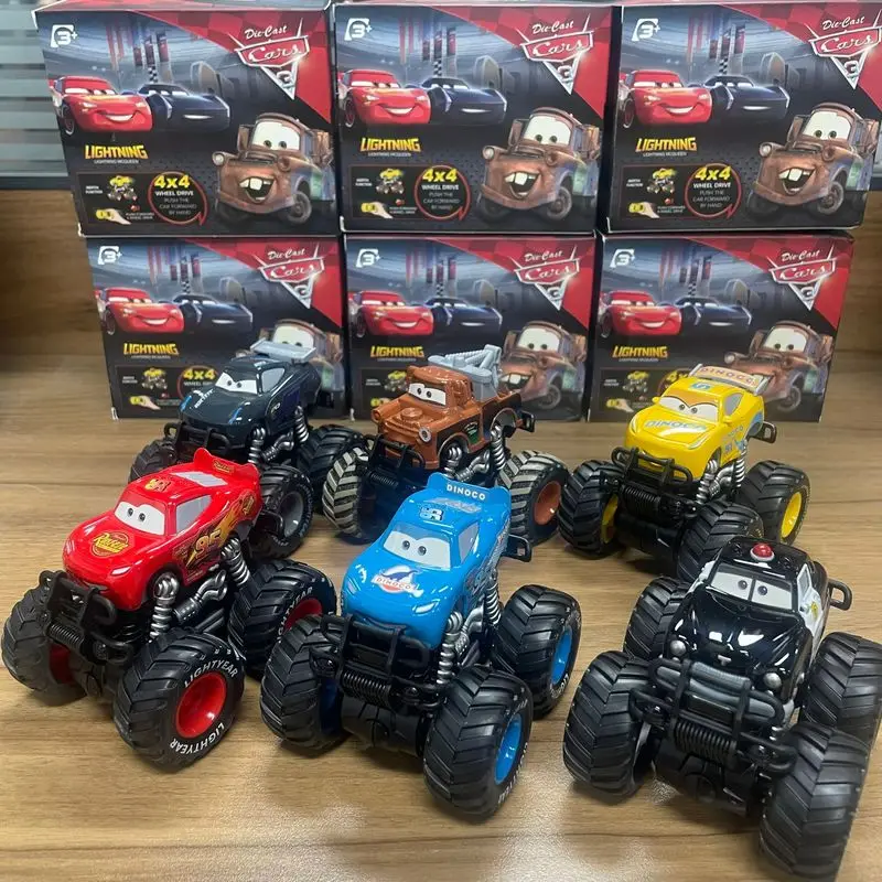 6 štýlov Disney Pixar Cars Big Wheel Offroad Metal Autá blesk McQueen Sheriff Black Storm Jackson Cruz Mater Hračky Darčeky