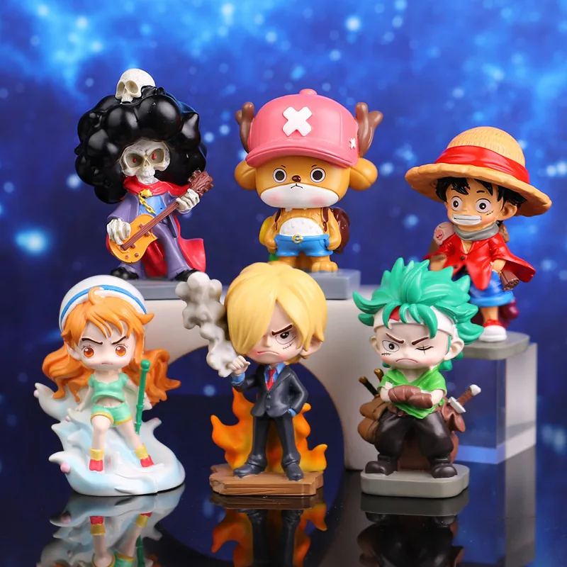 6 štýlov Jeden kus nezmapovaného Watersii Blind Box Resin Socha Luffy Zoro Nami Joe Sanji Desktop Ozdesa Zbierka