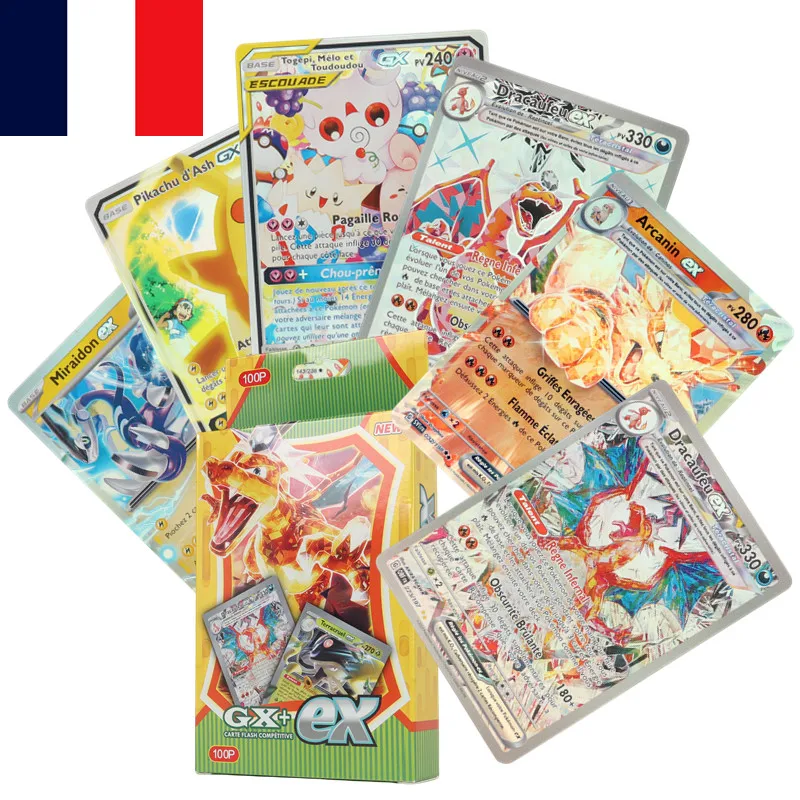 60-100ks francúzska verzia Pokémon Card Scarlet & Violet Rare Card Titanium Crystal Charizard ex GX Tag Mega Pokemon Battle Card
