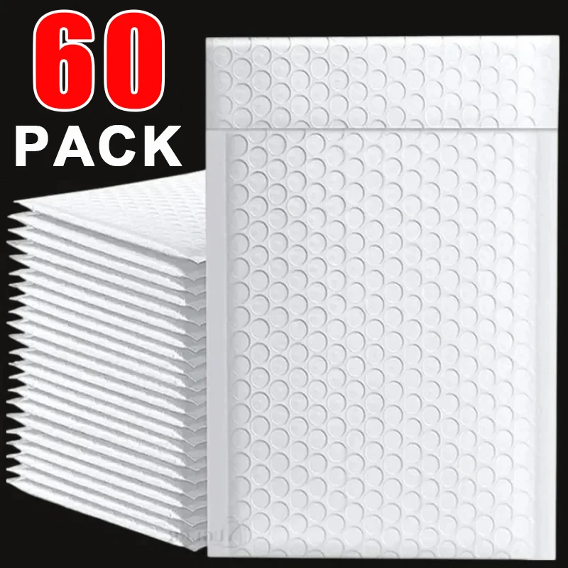 60/10ks biely bublinový obálky vrecko na lepok vodotesné penové balenie vrecká s bublinkami