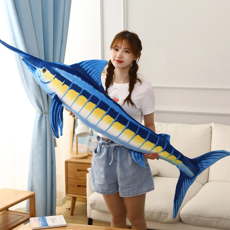 60/16/140 cm Simulácia rybích plyšových hračiek Lestovec rybí organizmus Blue Marlin Soft Soft Fľdate vankúš Domáca dekorácia Kreačný darček