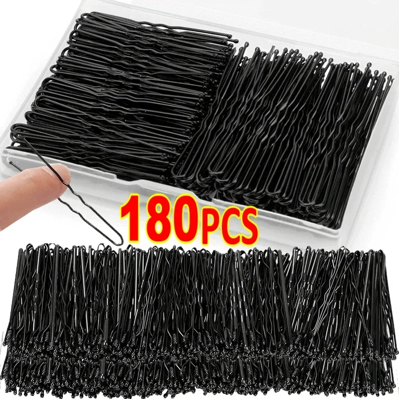 60/180ks Nové ženy Vlasy máva v tvare U Bobby Pin Barrette Salon Grip Clip Clip Svadobné vlasové prvky Čierne kovové vlasy
