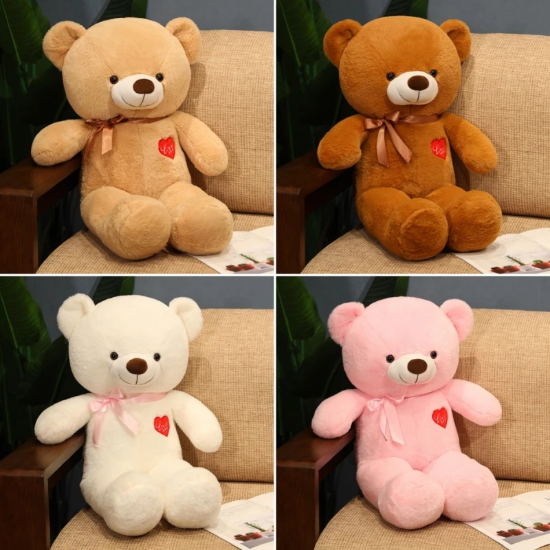 60/80 cm kawaii Love Teddy Bear Plys Hračky Hračky Soft Smalsed Animal Bear Plushie narodeniny Valentín Darček pre dievčatá Wome Kids