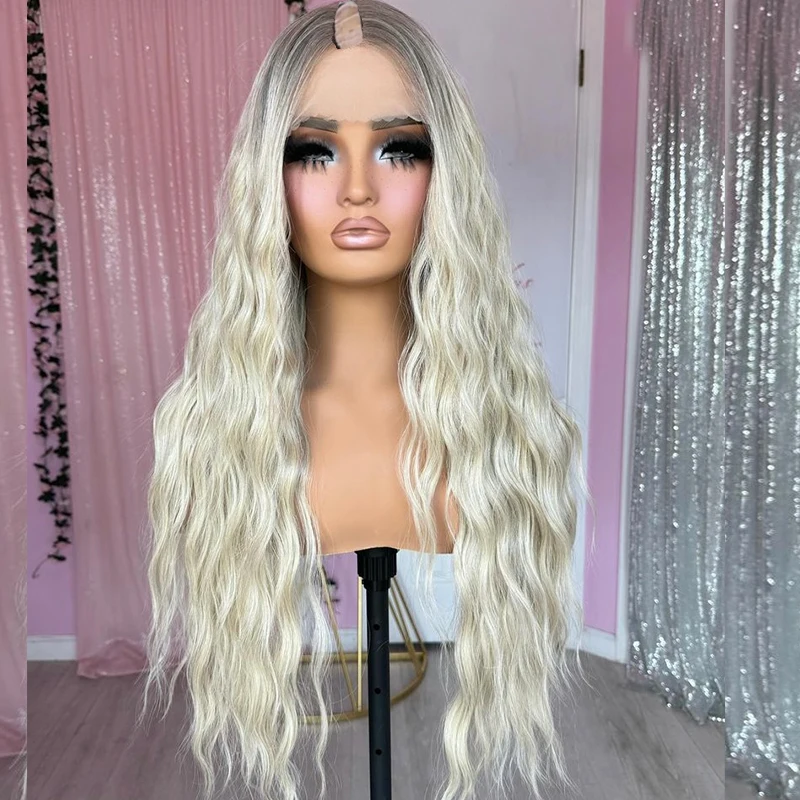 #60 Biela blondínka 1x4 u Partera Parochňa dlhé 30 palcov hlboké voľné zvlnené 100% ľudské vlasy 1x4 V Paroch