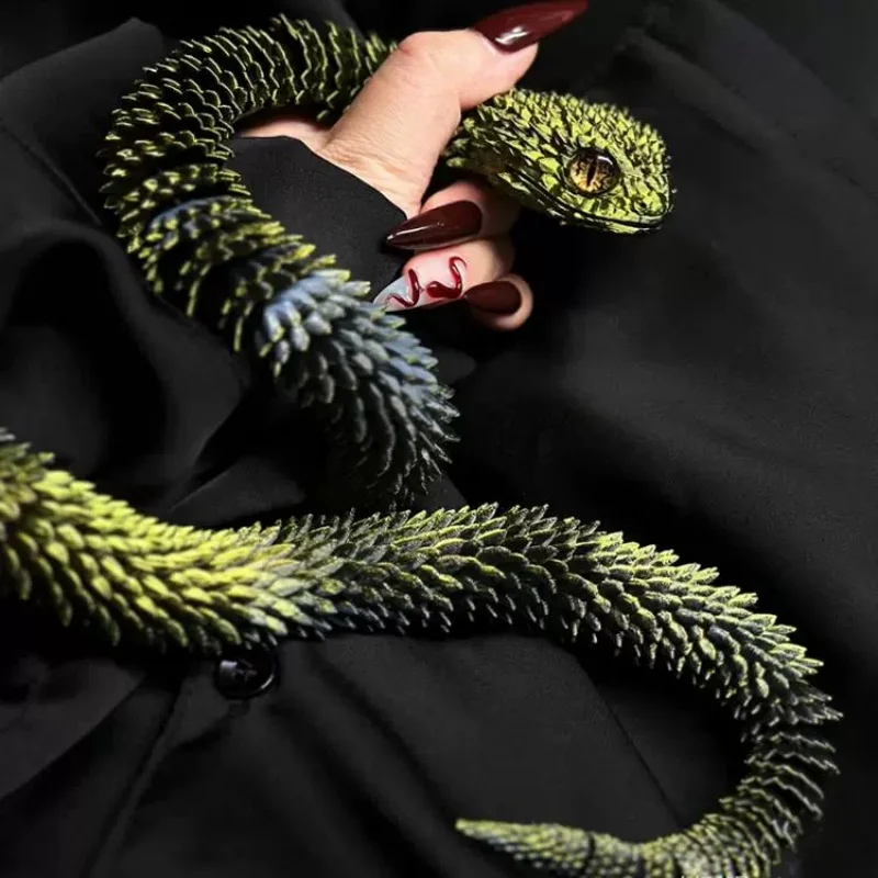60 cm 3D tlačený Viper Snake Multio kĺbový otočný had v tvare plesní Domáce dekorácie Stereoskopické napodobeniny zvierací ozdoba