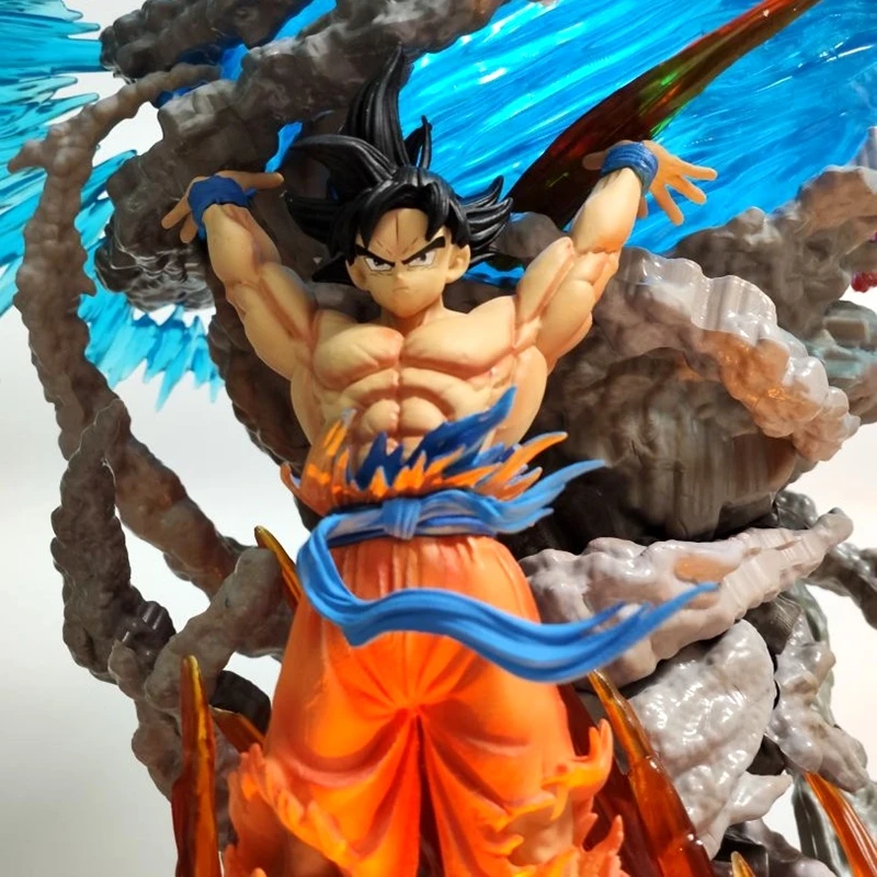 60 cm Bandai Dragon Ball Yuanqi Single Goku Action Figure Luminous Style Veľký model Desktop Ornament Color Box Collection Gift