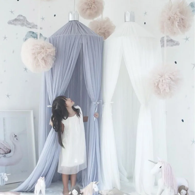 60 cm detské dievčatá dekorácia princezná Chiffon Canopy Bed Curtain Net Ball Summer Nordic Style Curtain Cons Mosquito Net Ball