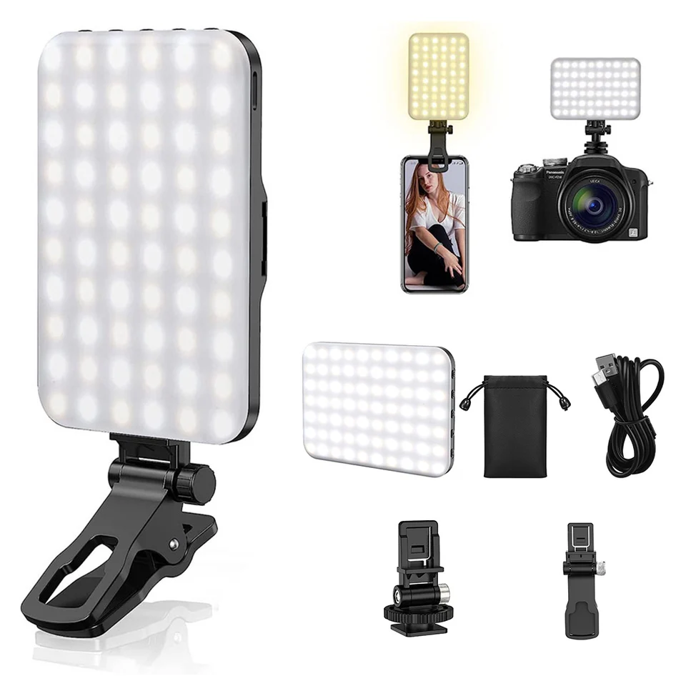 60 LED prenosné selfie svetlo 2200 mAh Nabíjateľné LED telefón LED PLEZILO VIDELI LIGHT FLEPLIVE Svetlo pre video konferenciu Tiktok vlog selfie