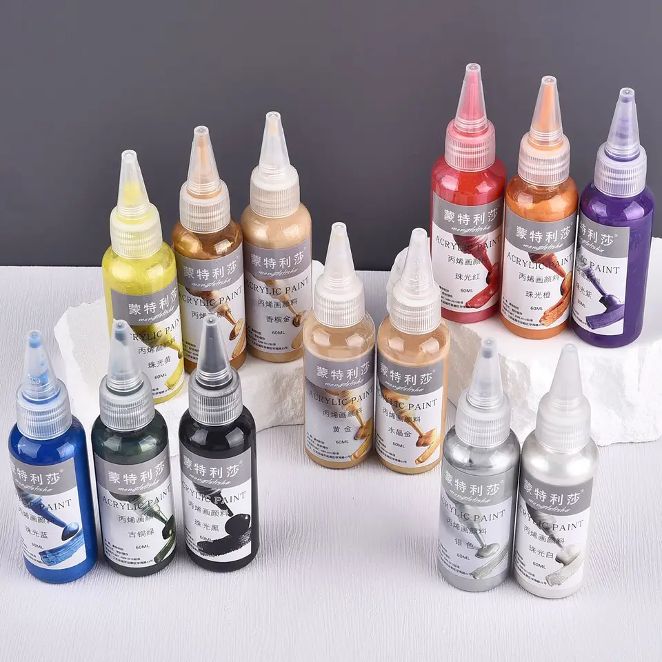 60 ml nepremokavá akrylová farba kovový pigment DIY epoxidová živica remeslá sfarbenie pigmentu domáca maľba graffiti dekorácie šperky