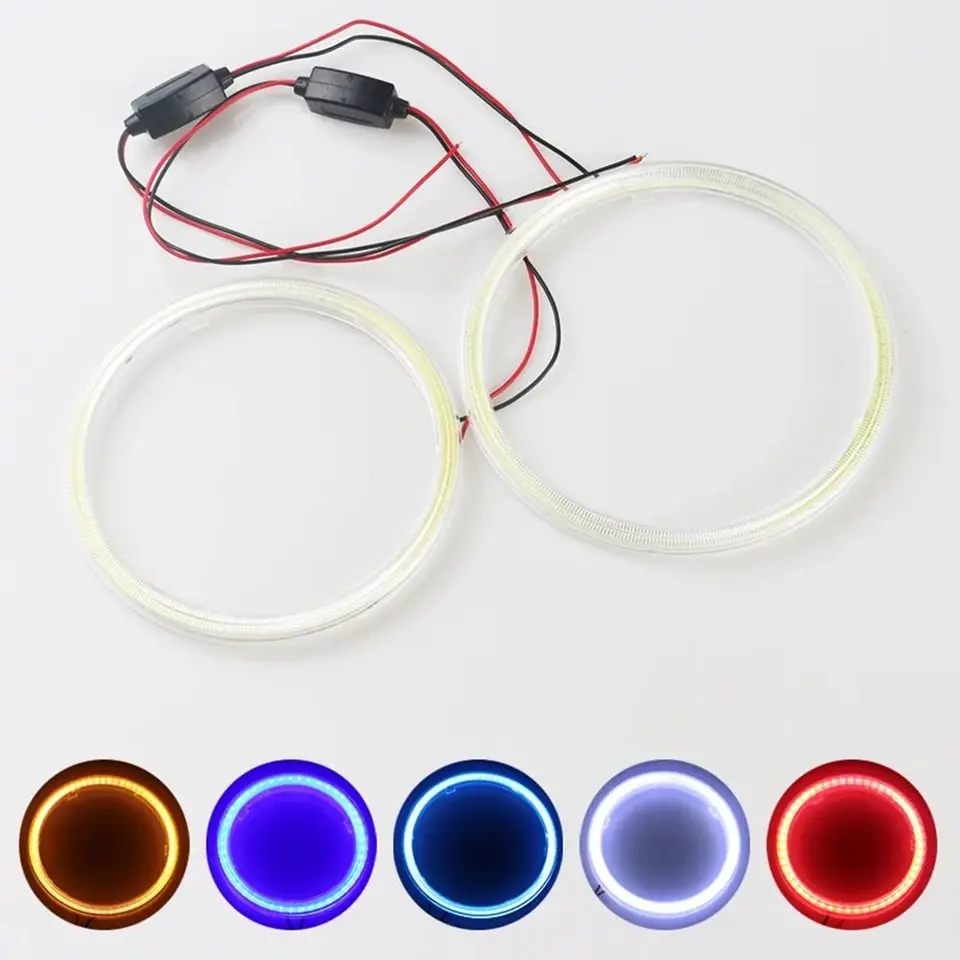 60 mm 70 mm automobil COB LED svetlomet Angel Eyes Bulb Halo Ring Lamp DC 12V DRL FOG DENNE RUNGETLE LIGHT LIGHT MOTORATICKÉ SVETLO