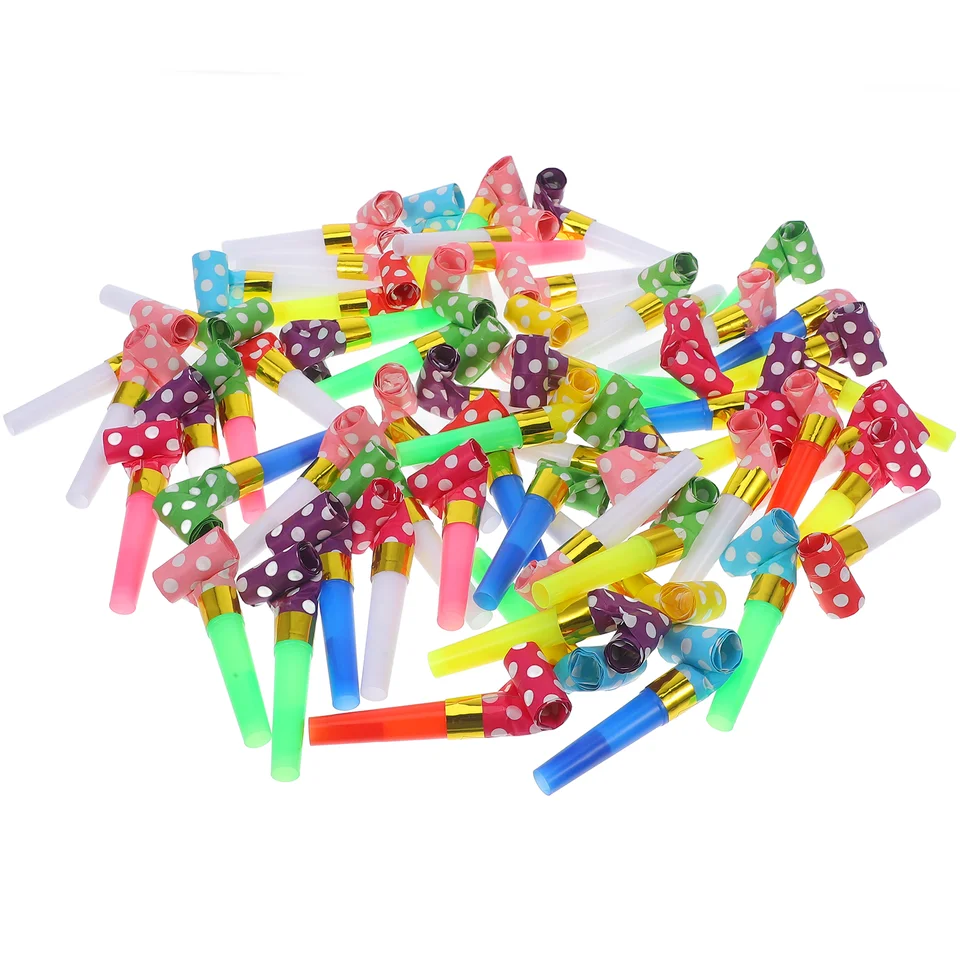 60 počítačov Playset Polka Dot Paper Fúkanie Dragon Air Horn Party Dodávky hudobné narodeniny Whistle Toy