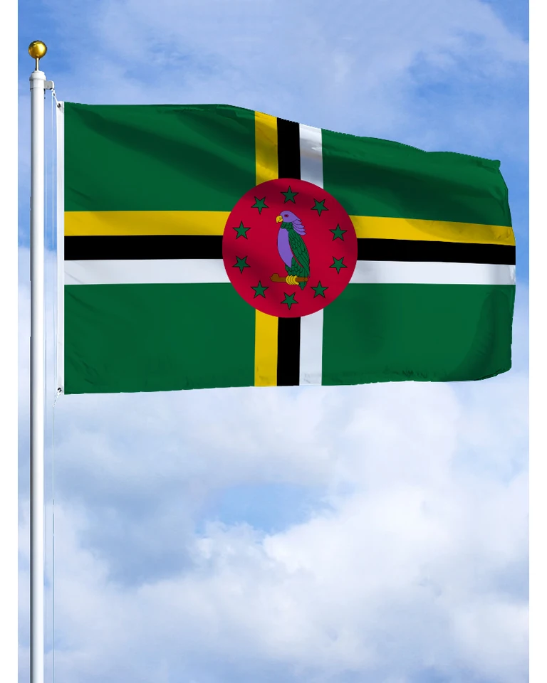 60 × 90 90x150 120 × 180 cm Commonwealth of Dominica Emblem Flag Polyester Tlačené bannerové gobelín pre dekoráciu