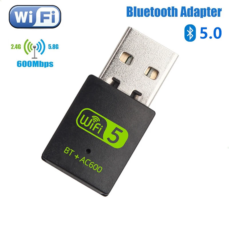 600 m Dual-pásmová bezdrôtová sieťová jednotka bezplatného 5G vysokorýchlostného počítačového prijímača USB Bluetooth5.0 WiFi 2-v-1