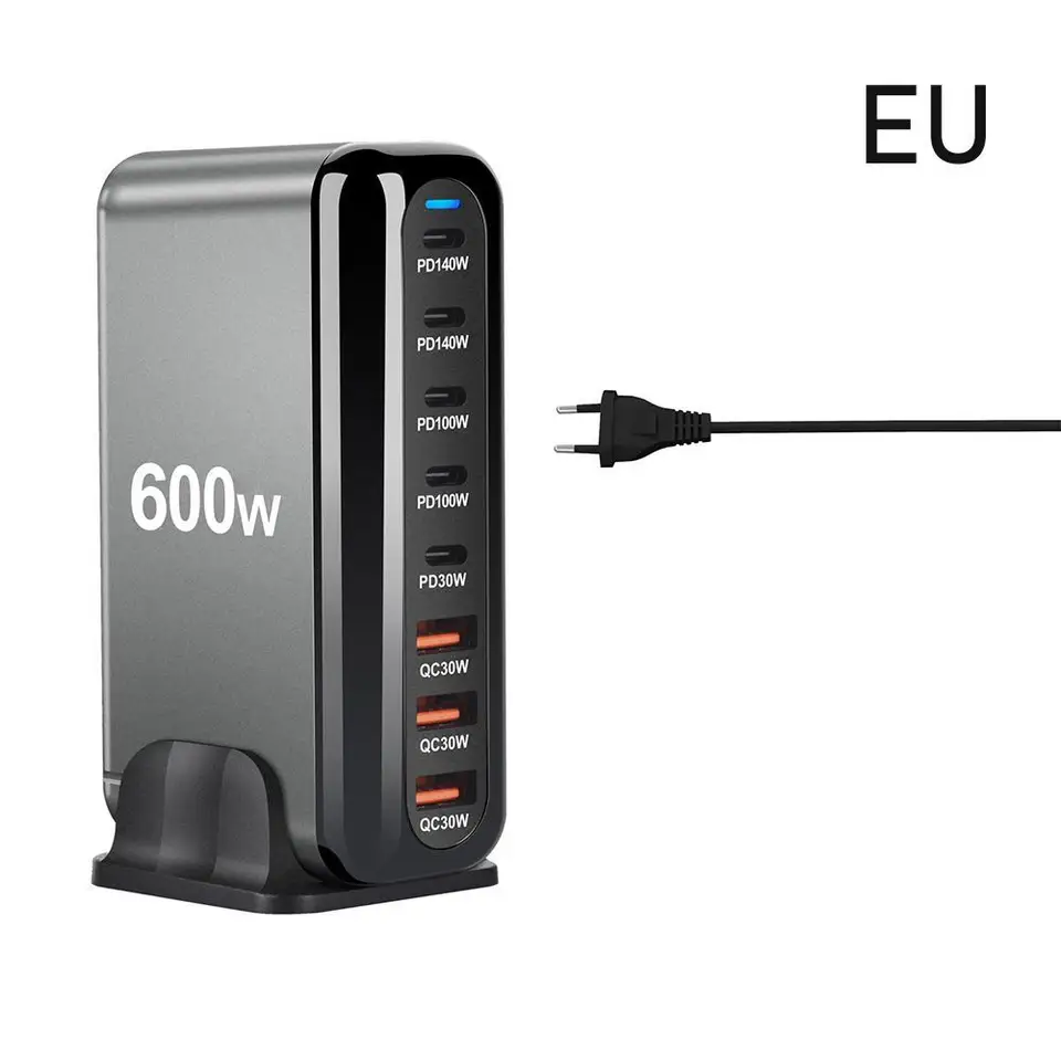 600 W Gan Charger Hub Multi Ports QC PD USB C Rýchle nabíjacie stanica Adaptér kompatibilný pre iPhone 16/15/14 iPad notebook