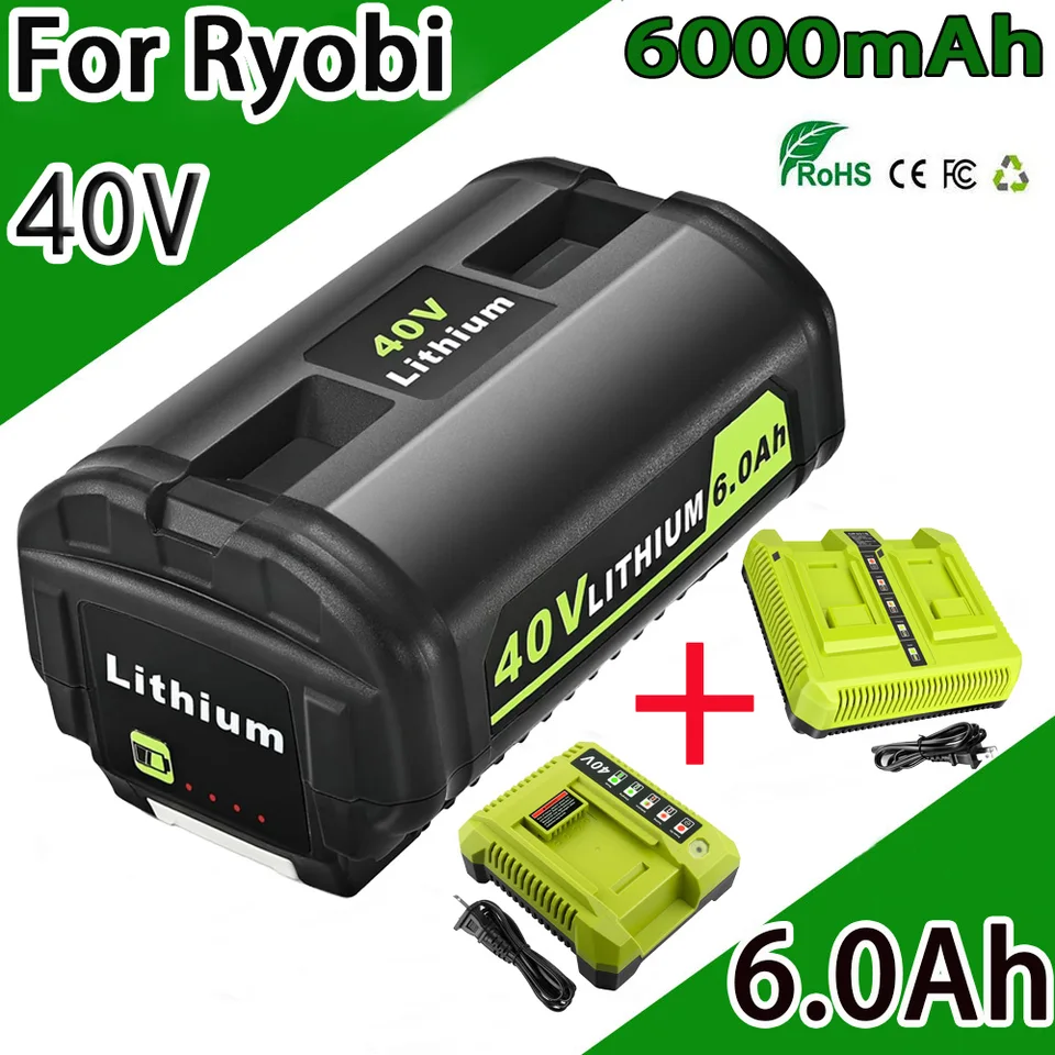 6000 mAh 40V Výmena batérie Kompatibilná s Ryobi 40V Lawn Mower LEAF Blower