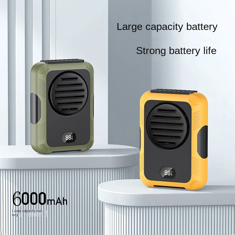 6000 mAh Kinscoter Hanging Brck/Fan Fans USB Mini Prenosný nabíjateľný fanúšik pre vonkajšie kempingové turistické lezenie Running Sports