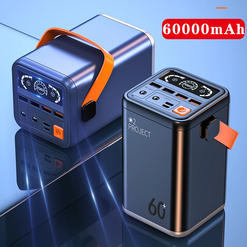 60000 mAh vysokokapacitná výkonová banka s digitálnym displejom 66 W PD20W rýchle nabíjanie Powerbank Outdoor Camping Núdzové skladovanie energie