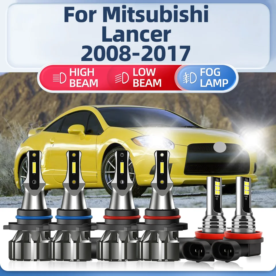60000LM LED žiarovky svetlometov 360 W vysoké svetlomety s nízkym lúčom 12 V hmlové svetlá pre Mitsubishi Lancer 2008-2013 2014 2015 2016 2016 2017