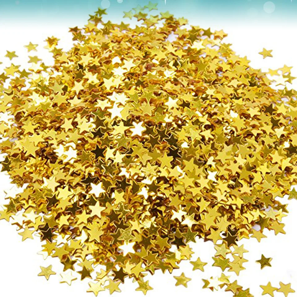 6000ks 6mm Star Confetti Glitter Folli Foil Stars Table Confety for Party Svadobné dekorácie DIY Craft (Golden)