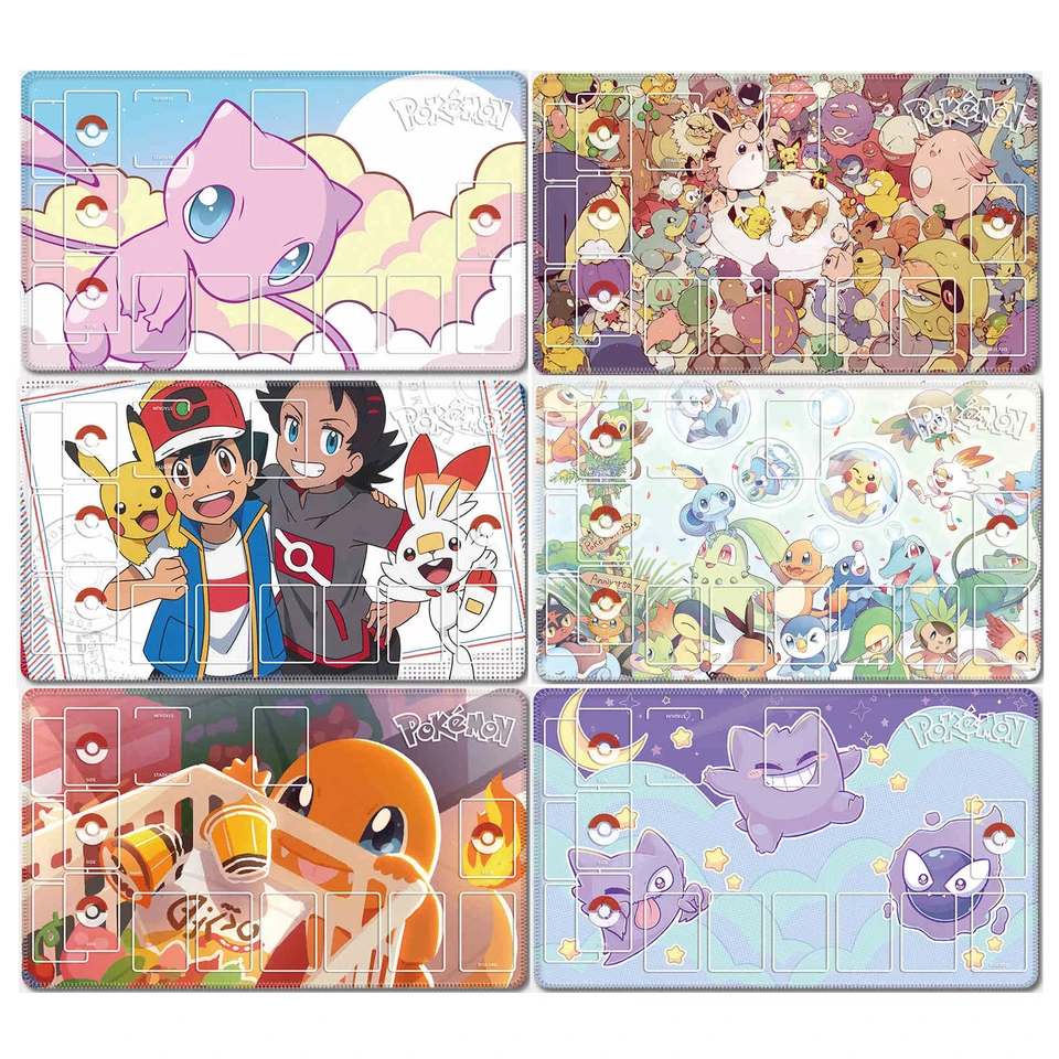 600x350x2mm DIY Self Made Ptcg Mew Charmander Card Battle Mat Eeveelution Player hráč stolová hra Battle Table Mat Anime Gift