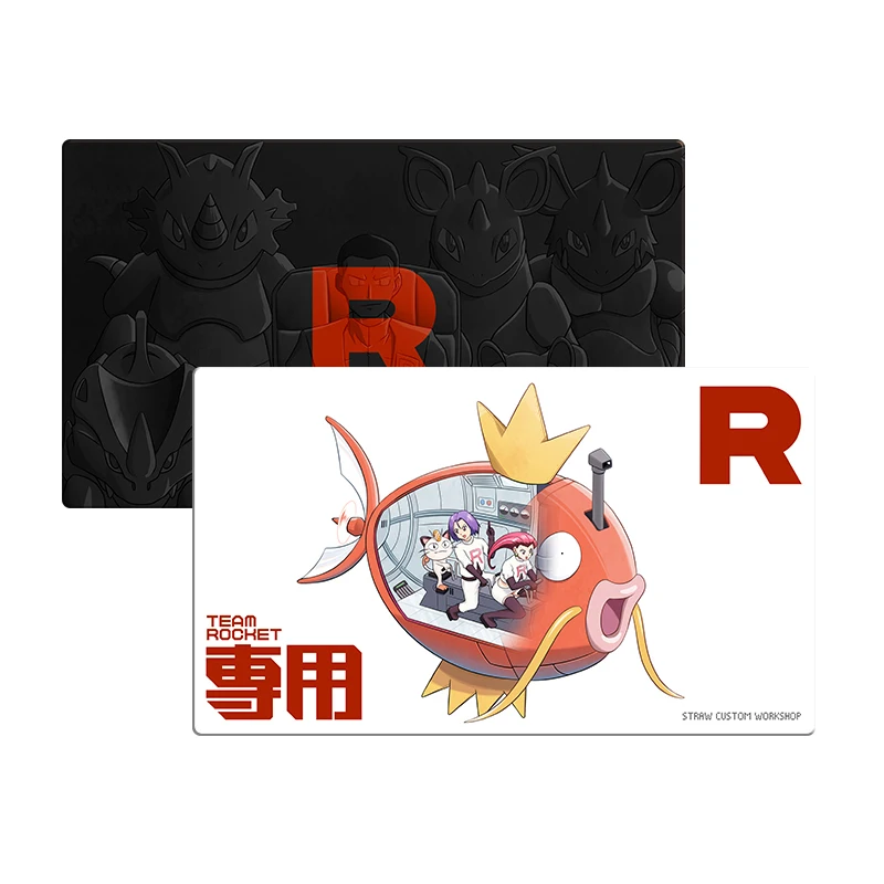 600x350x2mm New Cartoon PTCG Rocket Team Trading Card Card Pad Game Battle Card Mat Giovanni Ptcg Card Card Mat Anime Gift Toys