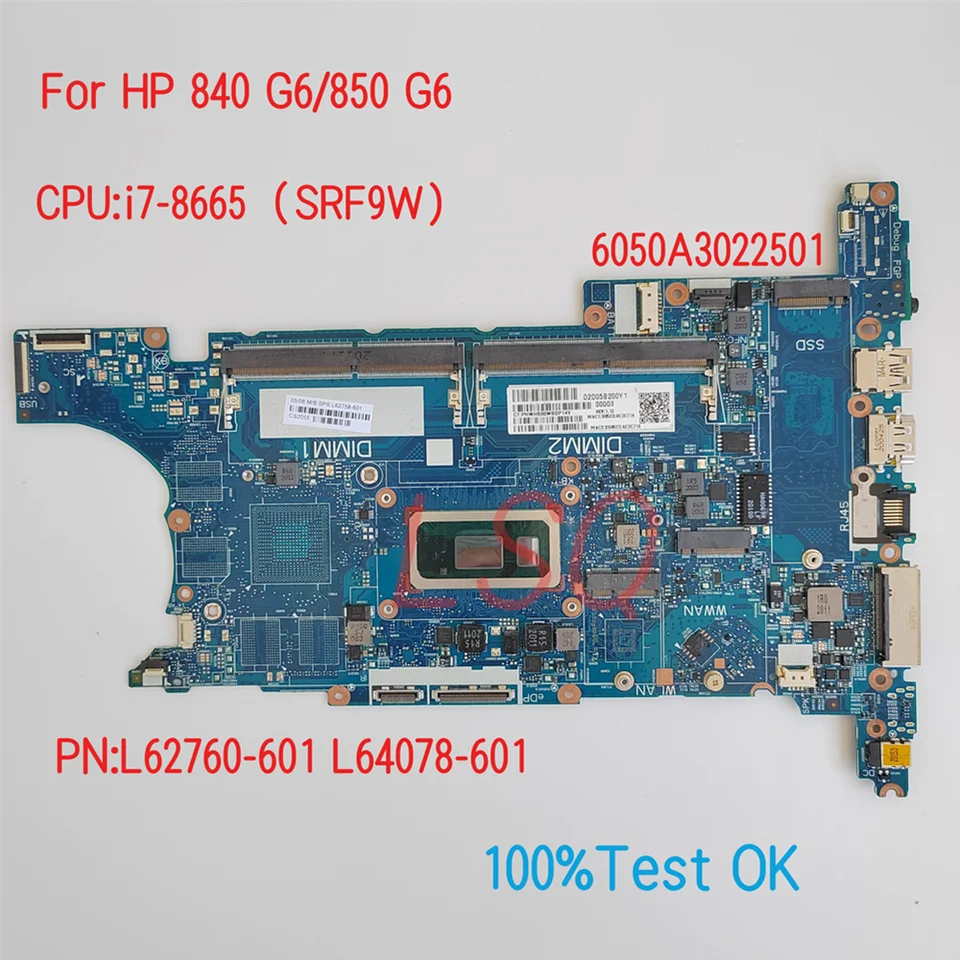 6050A3022501 pre HP Probook 840 G6 850 G6 základná doska s CPU I5 I7 PN: L64078-601 L62760-601 100% test OK OK