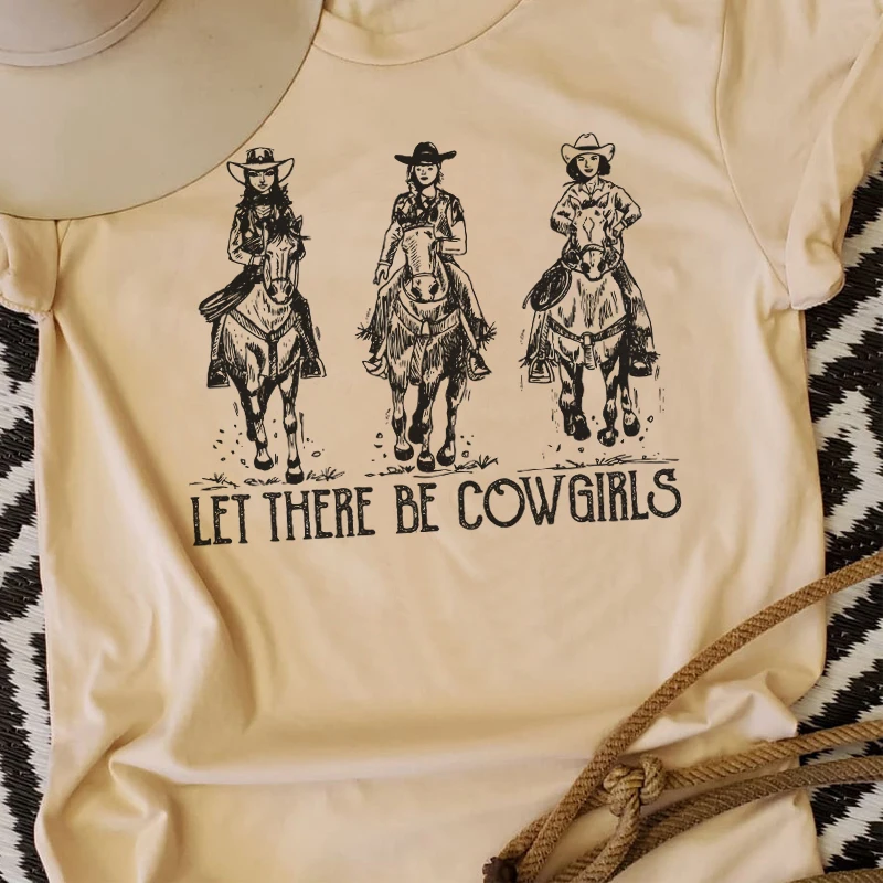 6094 Cowgirls Country Music Funny tričká Ženy Western Vintage Rodeo Grafické tričko Hippie boho