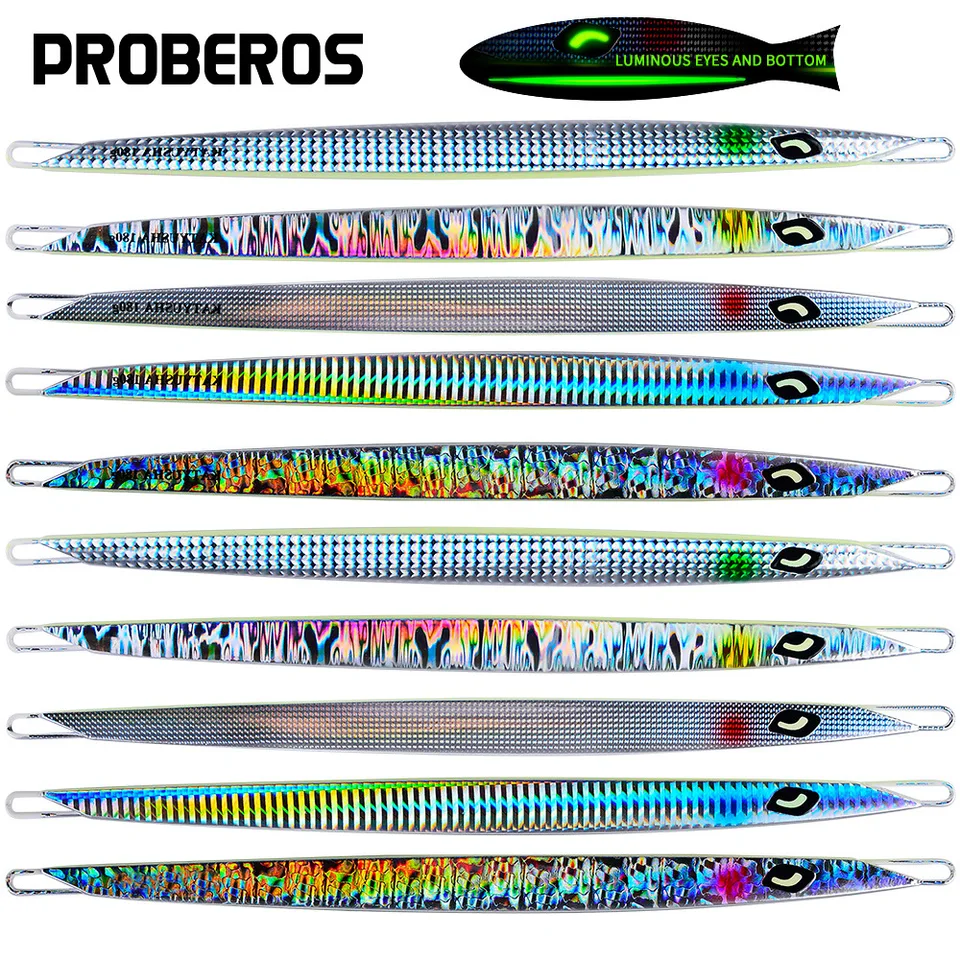 60G-300G Svetelné oči a spodná rýchla potápajúca sa kovová prípravná prípravok Lure Jigging Laser Coating Process