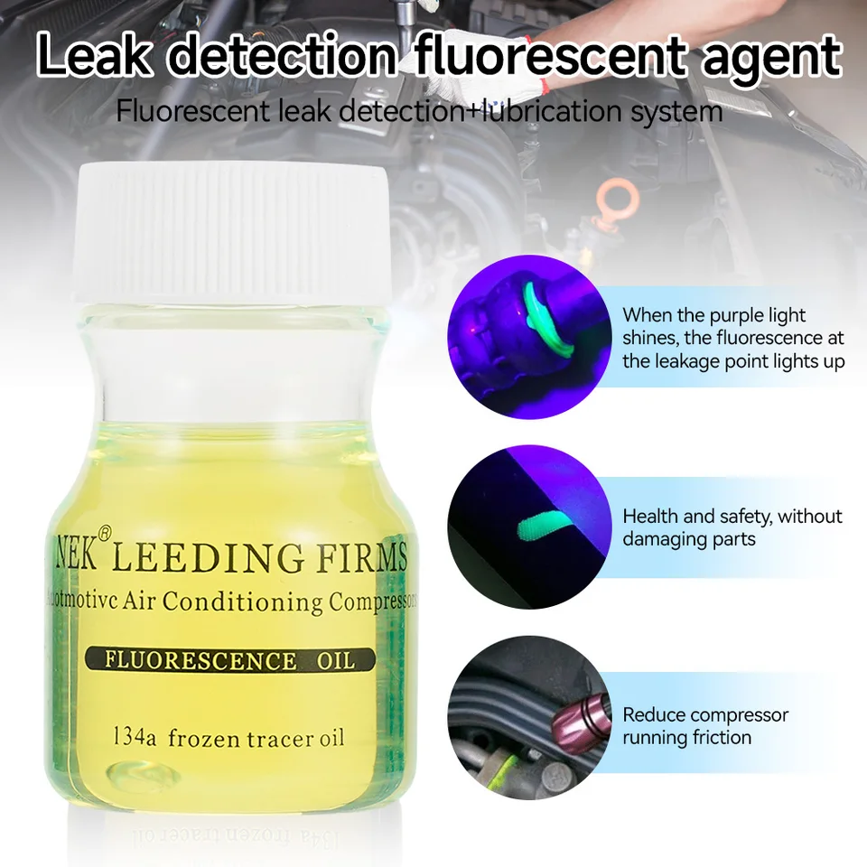 60G Fluorescenčný únik s fluorescenčným detekčným olejom Test UV UV farbivo na detekciu klimatizáciu pre opravu potrubia A/C CAR