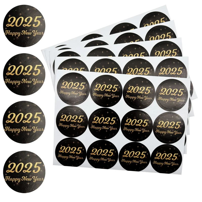 60ks 2025 Šťastný nový rok na párty papierové nálepky Nový rok Darčekové karty Obálky Lable Seal Stickers výročie Vianočné potreby