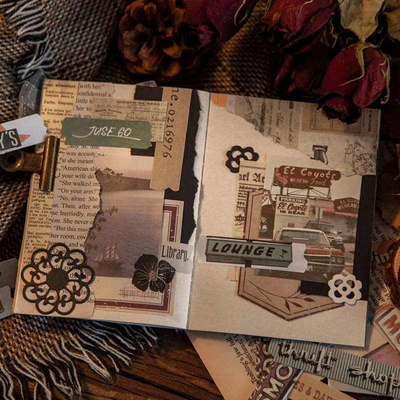 60ks anglické frázové nálepky retro credo Series Písanie nálepka DIY Diery Dekoratívne nálepky