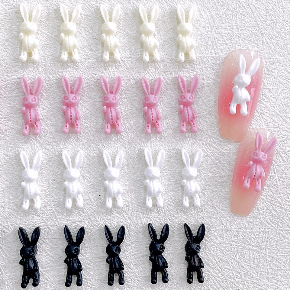 60ks Cool 3D akrylové nechty dekorácie Králiky Kúzla Kawaii Príslušenstvo KIL Dodávky pre profesionálov manikúrové diely