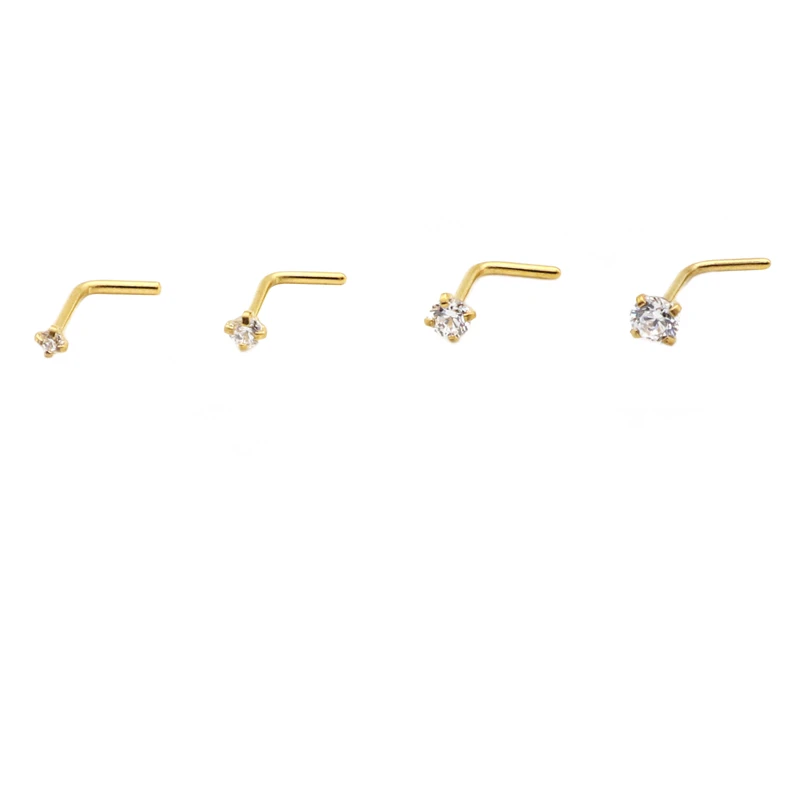 60ks L tvar nosa Crystal Crystal Zirkón Prsteň Malý 1,5 mm 2 mm 2,5 mm 3 mm číry klepeľ chirurgický oceľový náušnice módne teleso Piercing