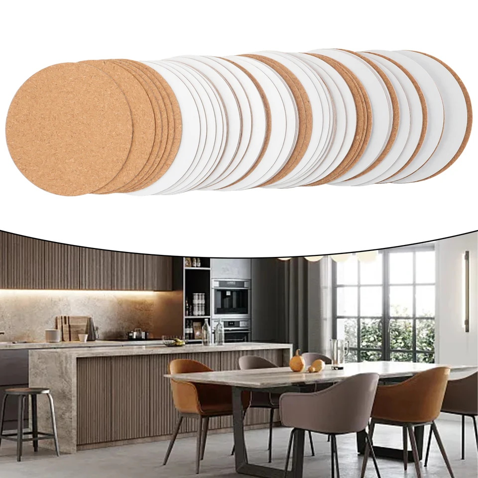 60ks Self Tape Cork Coasters Round Cork Mats Cork Backing Lisets for Coasters and pre domácich majstrov