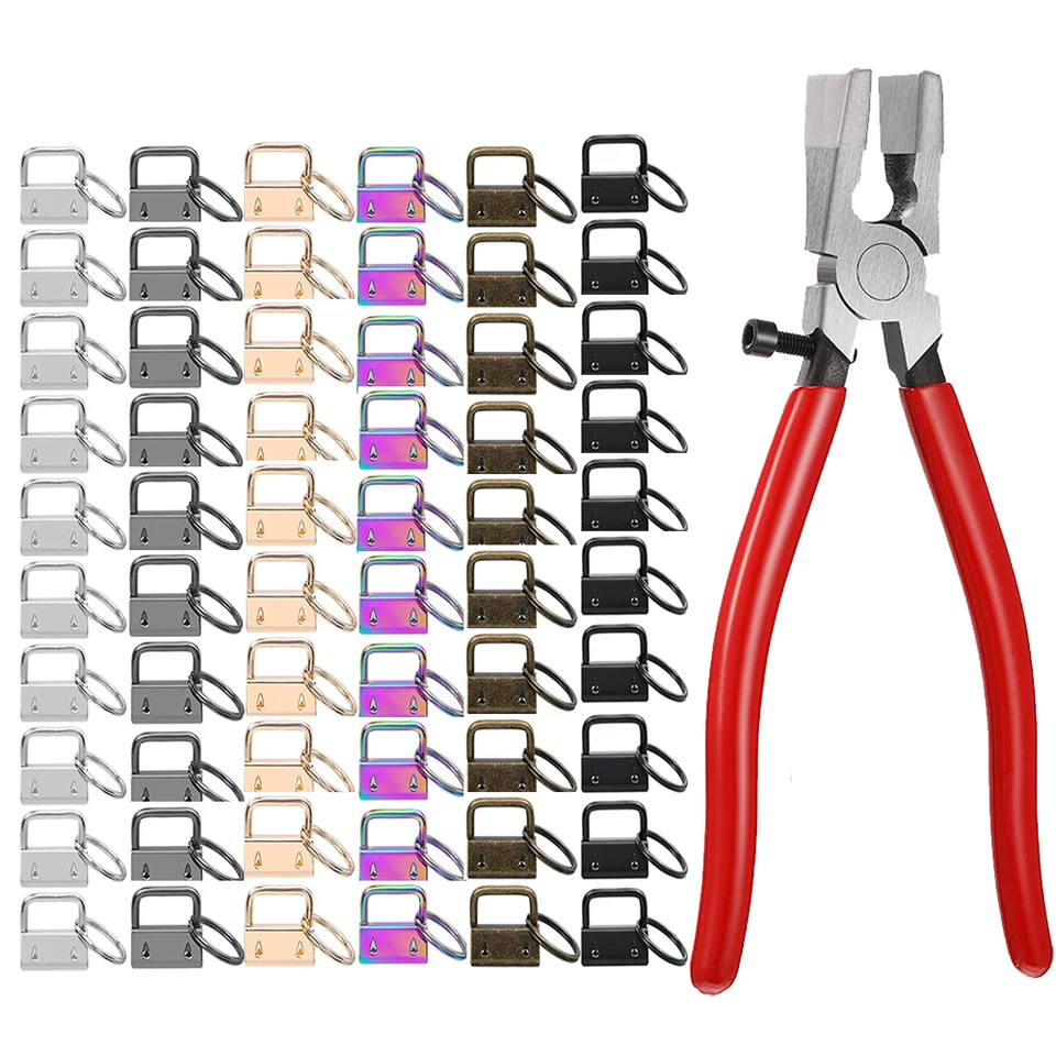 60ks/set Key FOB Keychain Hardware s kliešťovými nástrojmi nastaveným pre náramok svorku Keyard na výrobu inštalácie dodávok